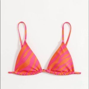 Pink and orange zebra stripe SHEIN swimsuit top